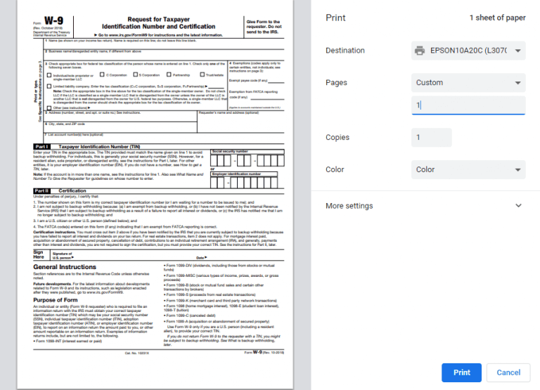 W9 Form 2020 - W-9 Forms