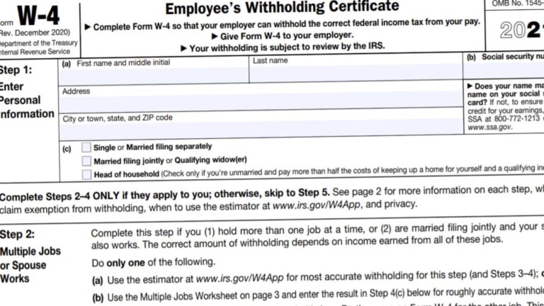 W4 Form Instructions To File 2021 - W-4 Forms