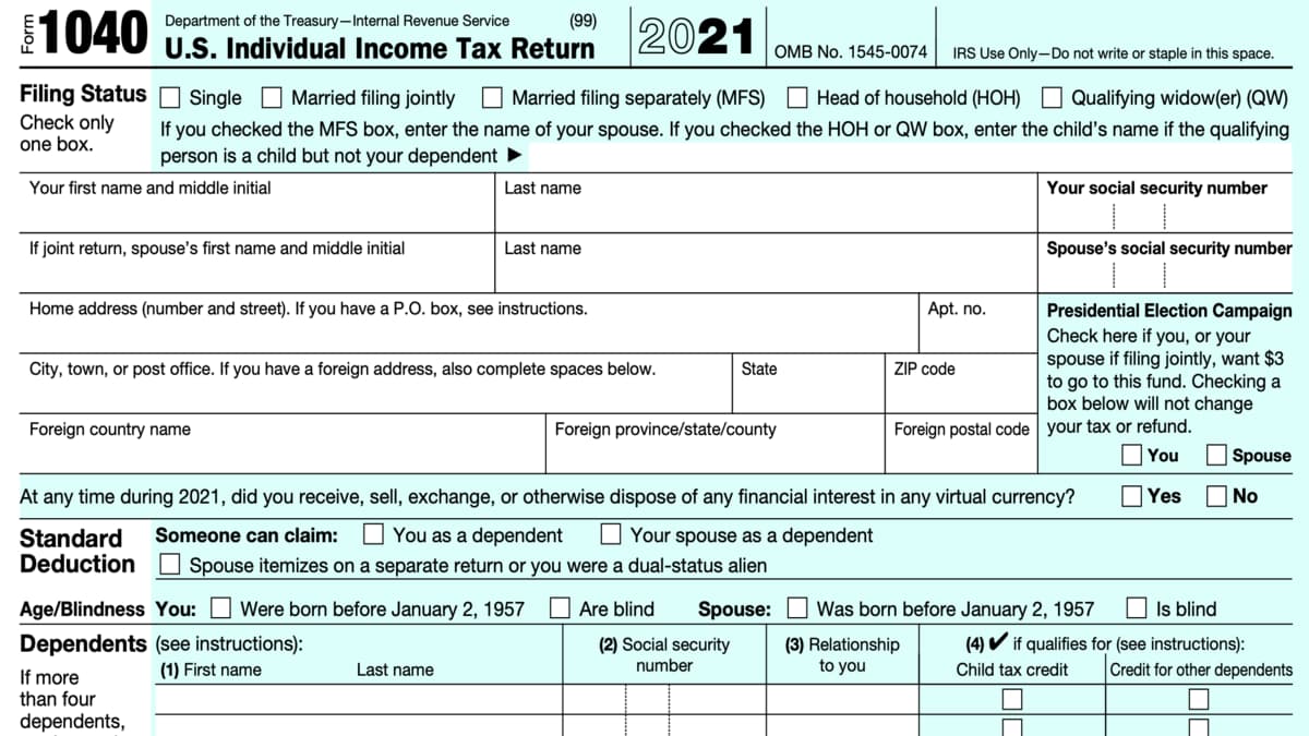 1040 Tax Form Instructions 2021 2022 1040 Forms 4252