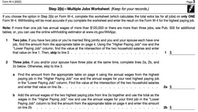 Multiple jobs worksheet for married couoples with both spouse work and those who are holding more than one job
