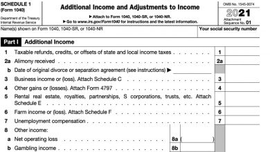 Schedule 1 - AGI Tax Form