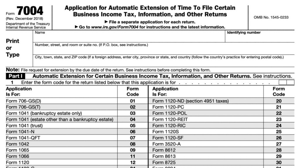 Form 7004 - Online Fillable PDF 2024 - 2025 - IRS Forms - TaxUni