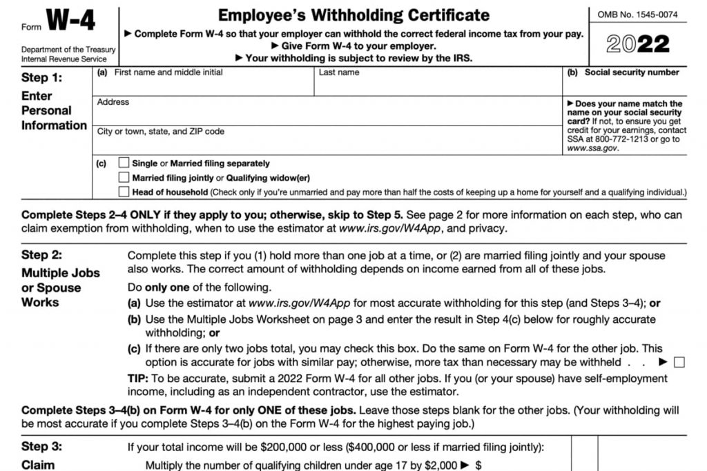 W4 Form 2022 Withholding Tax Adjustment 1024x683 