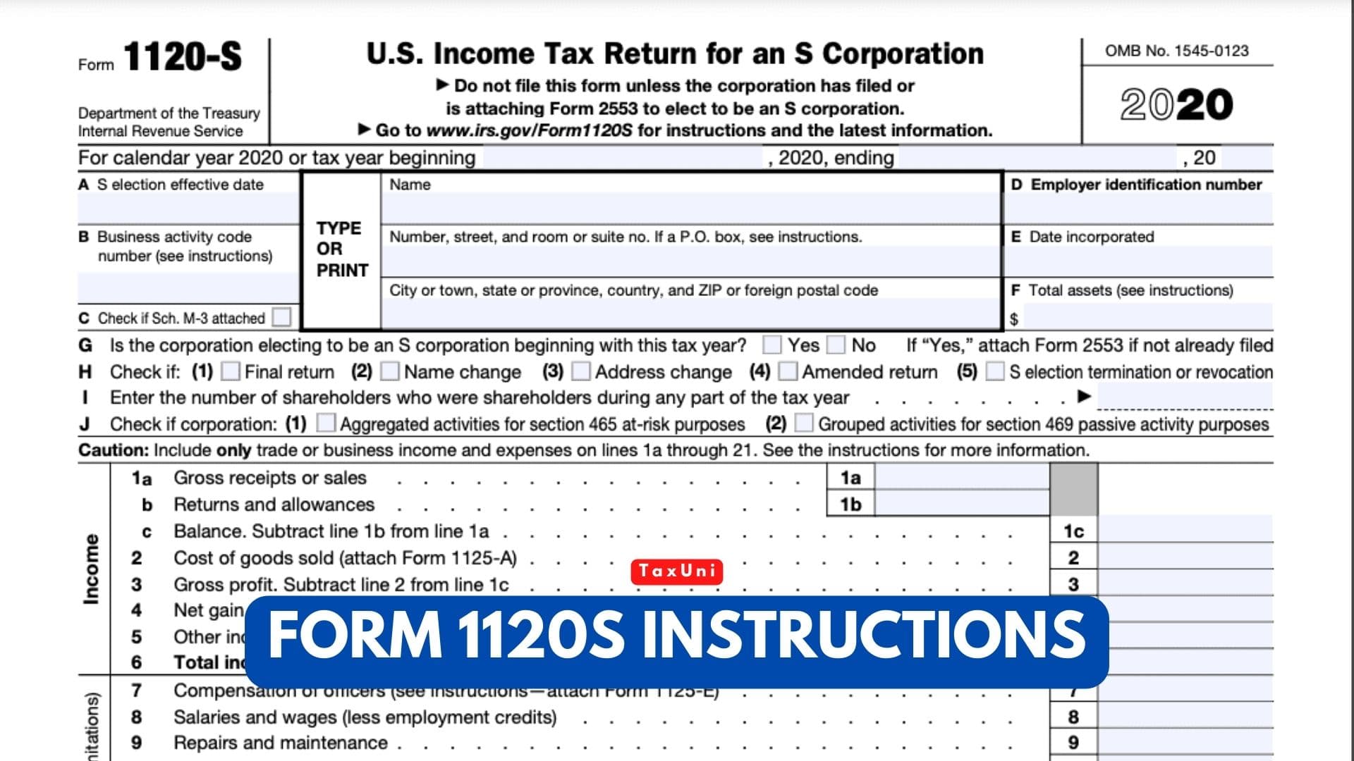 Form 1120S Instructions