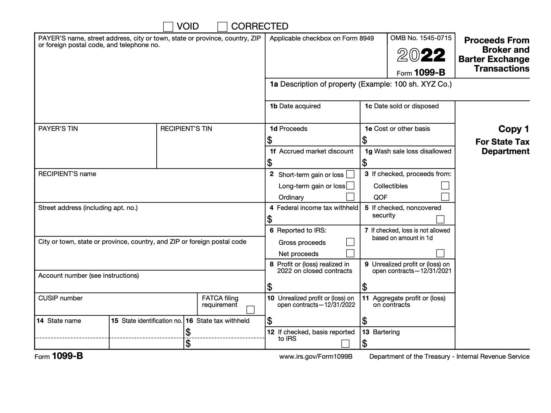 Tax Form 1099-b Date Acquired Various