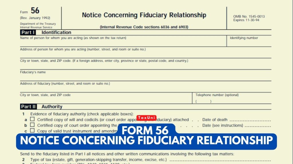 Form 56 - Notice Concerning Fiduciary Relationship