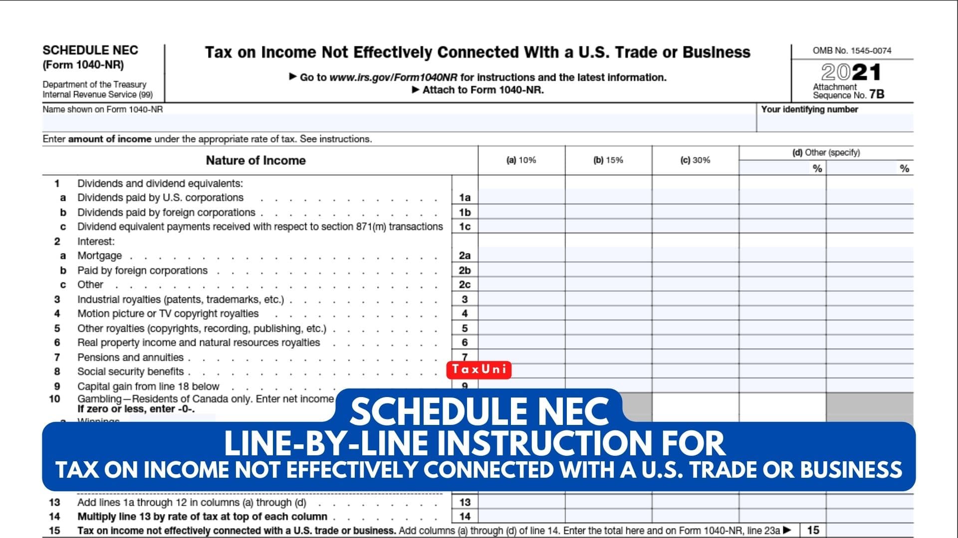 Schedule NEC LinebyLine Instruction For Tax on Not