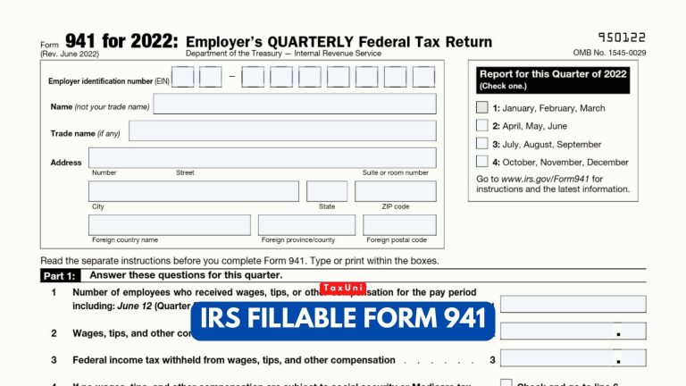 IRS Fillable Form 941 TaxUni Cover 1 768x432 