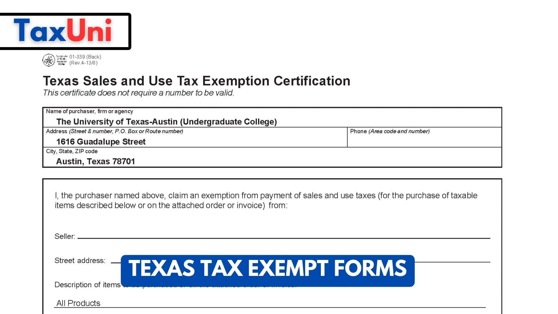 Texas Tax Exempt Forms