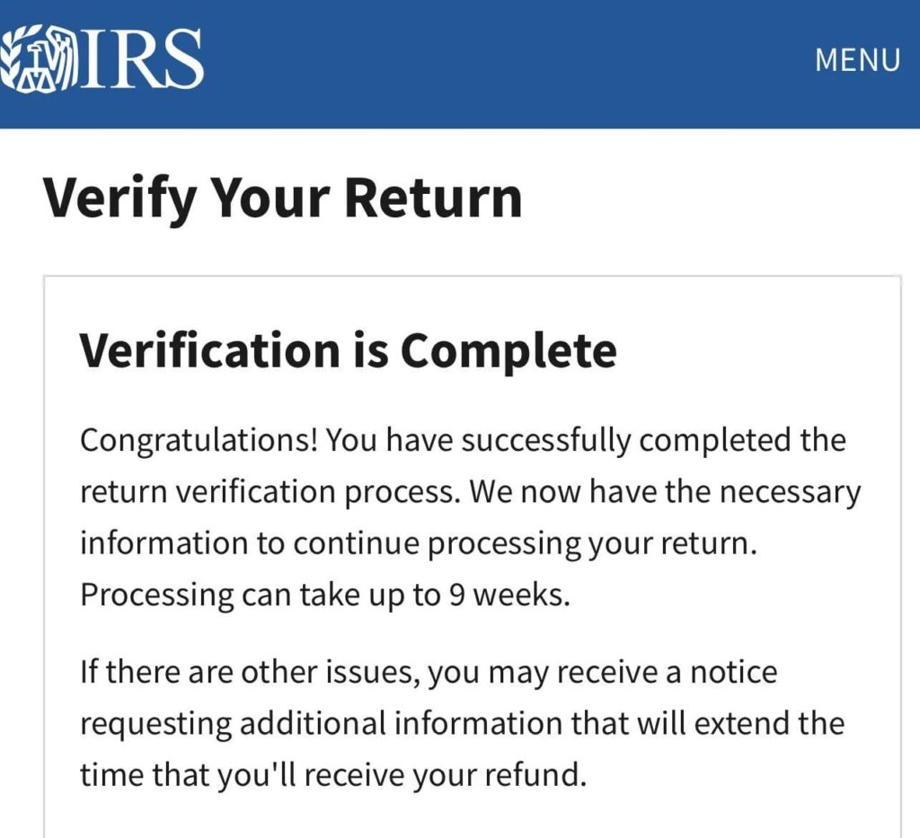 IRS Notice CP5071: Your Complete Guide to Identity Verification and Tax Return Processing 2 Processing Timeline After Verification