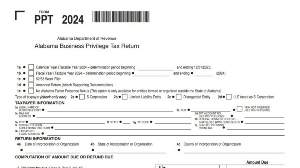 Alabama Business Privilege Tax 1 Which Form Do You Need - Alabama Business Privilege Tax 6