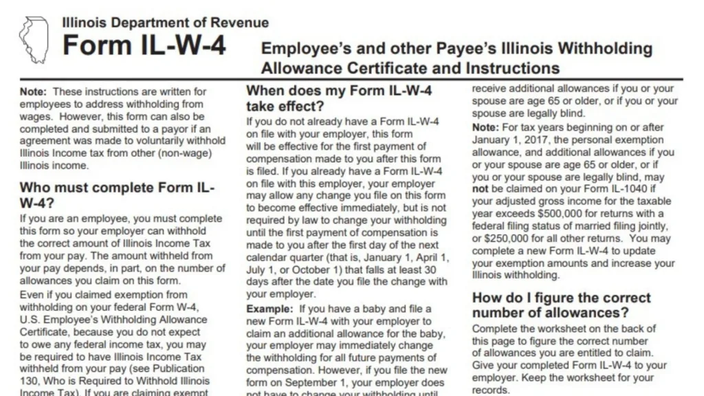 Illinois W-4 Tax Withholding Form Help 1 Step-by-Step How to Fill Out the Illinois W-4